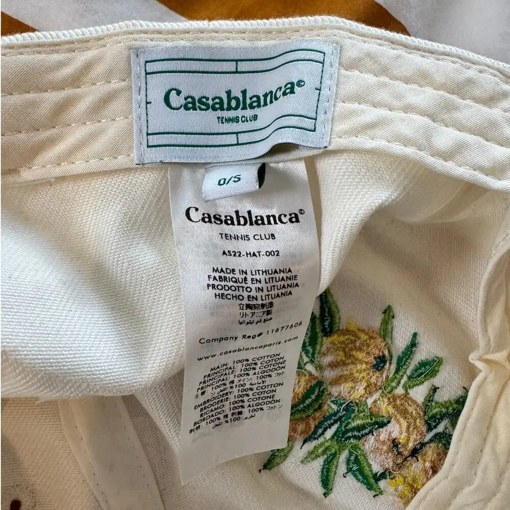 Casablanca Tennis Club | Men's Embroidered Cotton Twill Baseball Cap Yuzu Rare